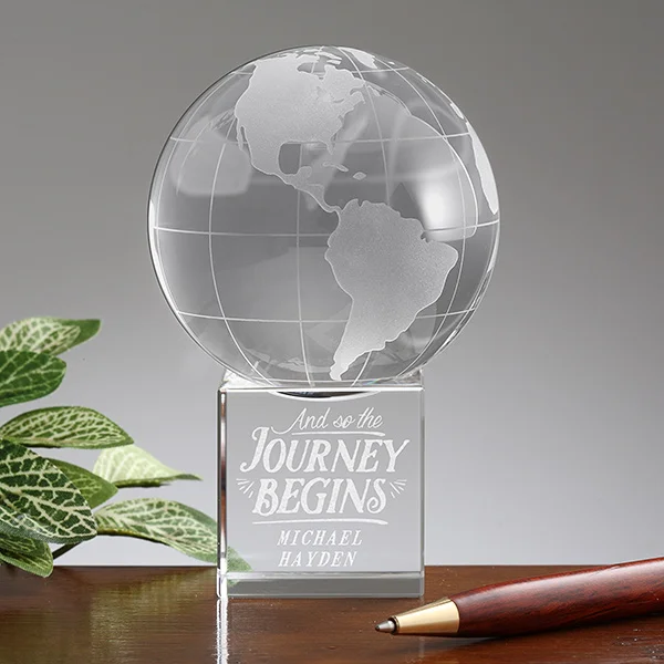 Details about Personalized Premium Crystal Globe Award Paperweight
