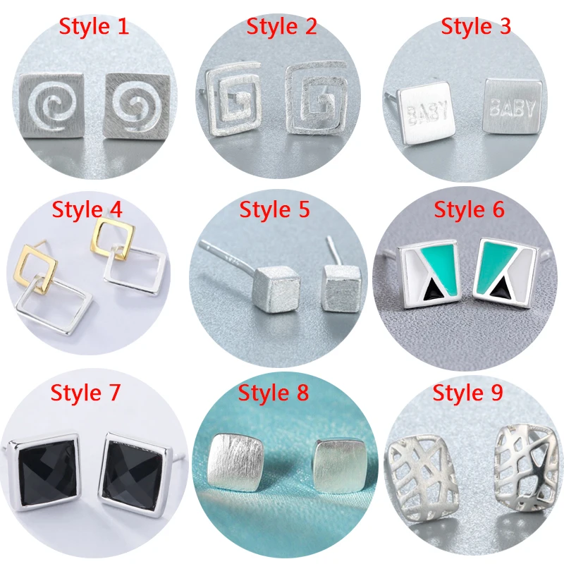 

Chandler Korean Square Earrings Small Cute Swirl Geometrical Brincos For Women Everyday Jewelry joyas de plata