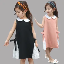 Кружевные платья для девочек детские праздничные платья принцессы без рукавов с воротником «Питер Пэн» брендовая одежда сарафан для девочек 2, 4, 6, 8, 10, 12 лет