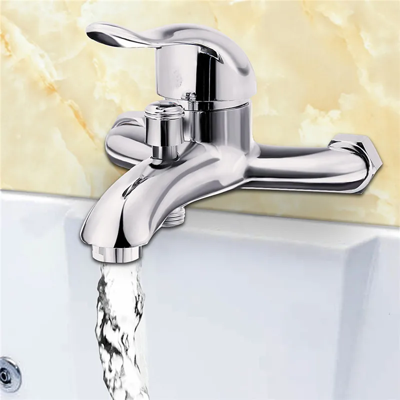 

Chrome Polished Wall Mounted Bathroom Faucet Mixer Tap Bath Tub Valve Shower Faucets Single Handle Cold And Hot Water