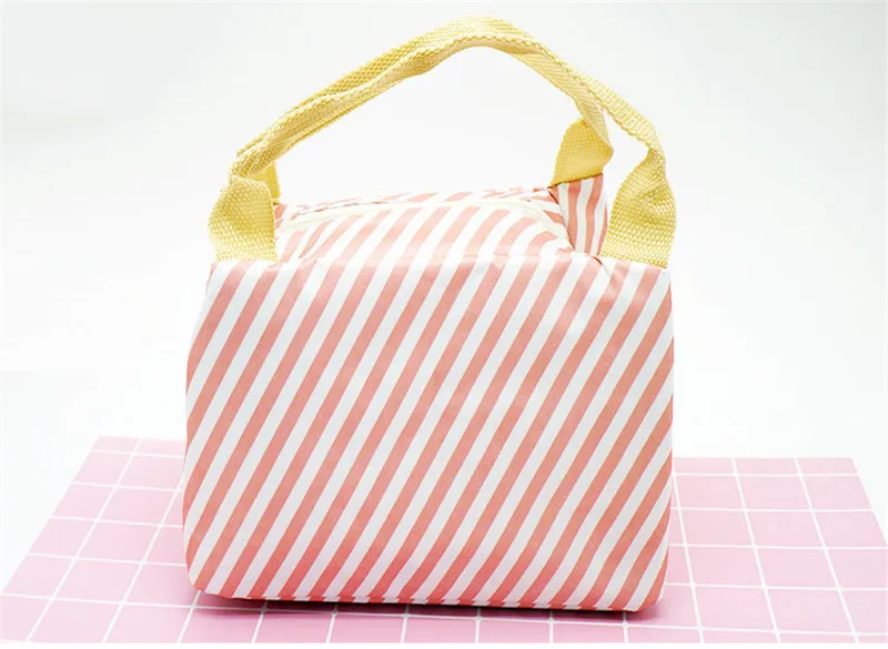 Уличная сумка для пикника в полоску с фламинго, изолированная сумка для ланча, корзина для пикника, корзина для животных, Походов, Кемпинга, путешествий, Термосумка для ланча, сумка-холодильник - Цвет: Розовый