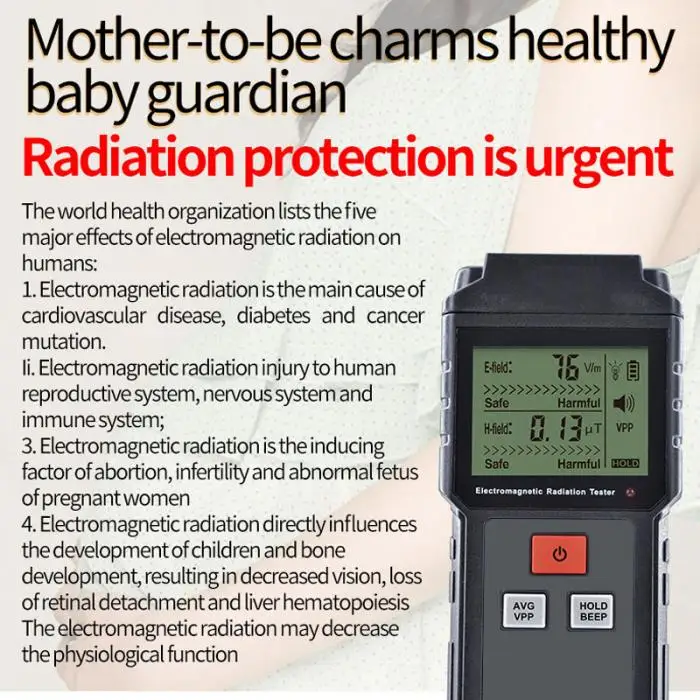 Ручной детектор электромагнитных излучений EMF Meter электрический детектор магнитного поля