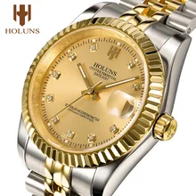 HOLUNS механические часы для мужчин с бриллиантами люксовый бренд золото сталь Автоматические наручные часы Бизнес Платье Мужские часы Relogio Masculino