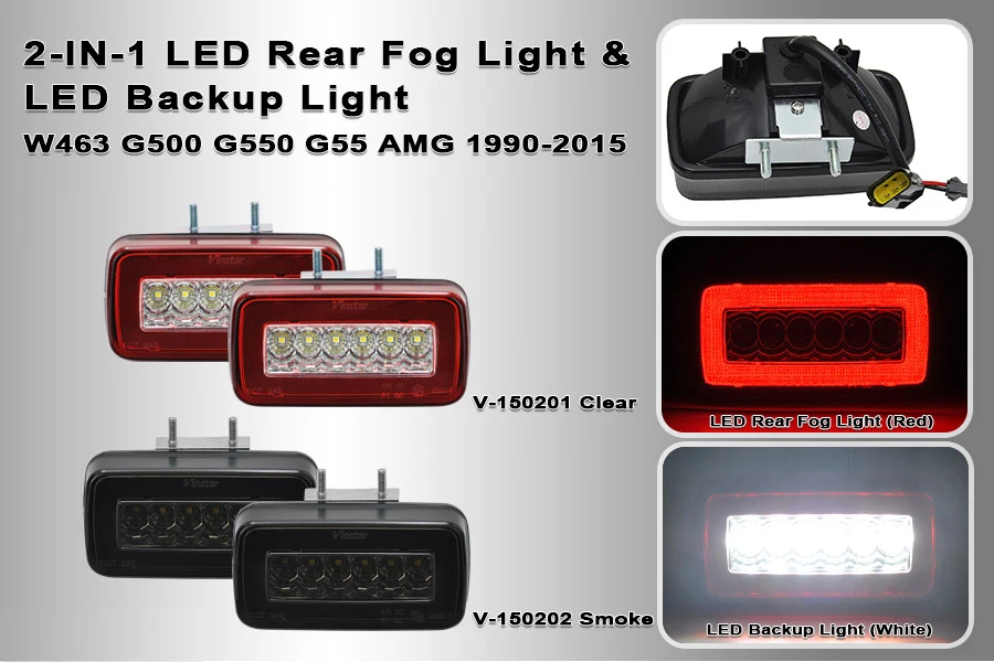 Красный или дымчатые линзы 3-в-1 светодиодный задний противотуманный запасной светильник для Mercedes Benz W463 g-класс G500 G550 G55 G63 AMG 1986-, Функция