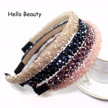 

4 Pieces Fashion Shiny Row Full Crystal headband Luxury Hair Jewelry Beads Hairbands Rhinestone Hair Accessories For Women Girls