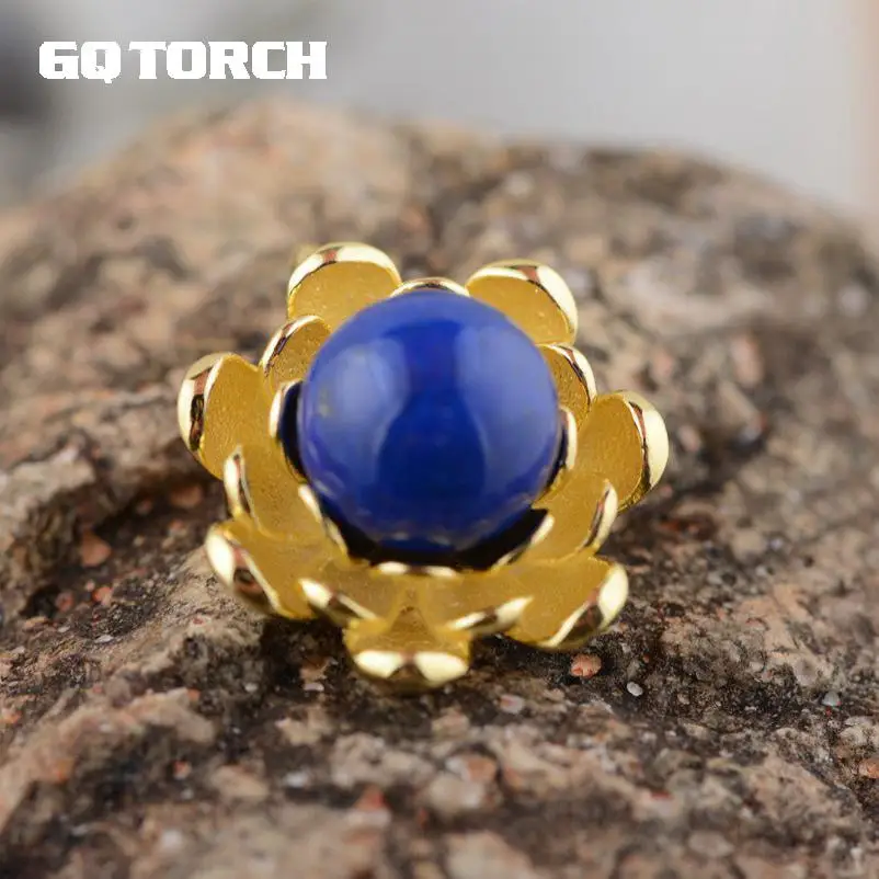 GQTORCH Lapis Lazuli Flower Bloom Подвеска из стерлингового серебра 925 пробы ювелирные изделия