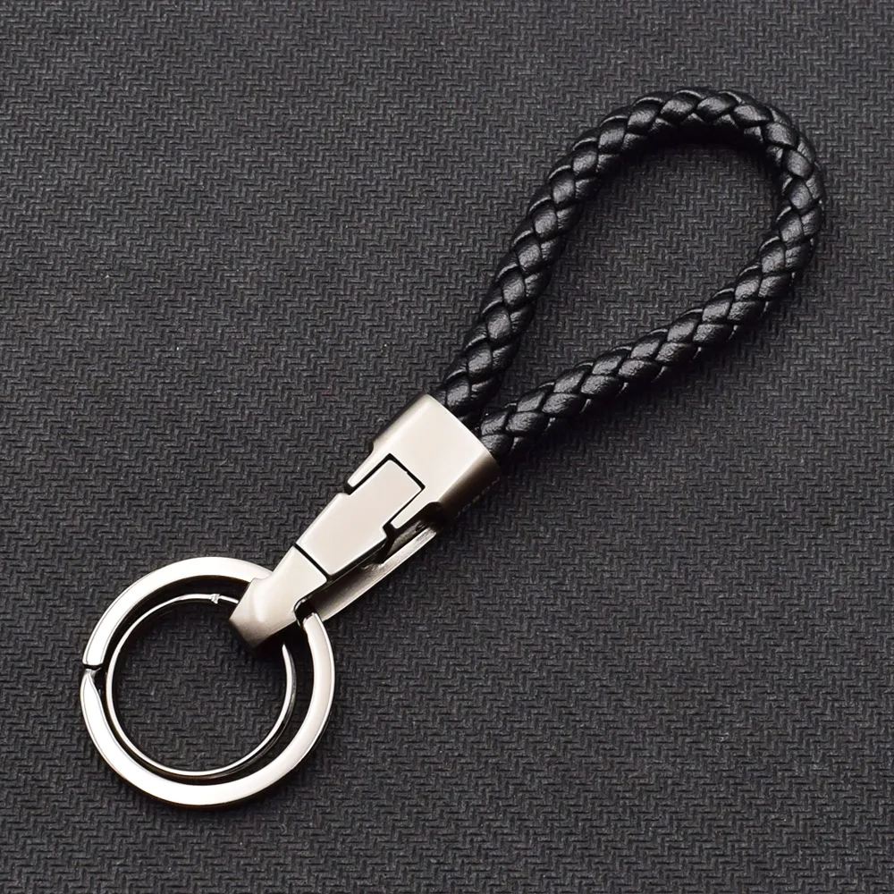 

ATOABBI Genuine Leather Car Key Chain Zinc Alloy Key Ring Leather Rope Handmade Weave Keychain For BMW X5 Benz Mazda VW Golf 7