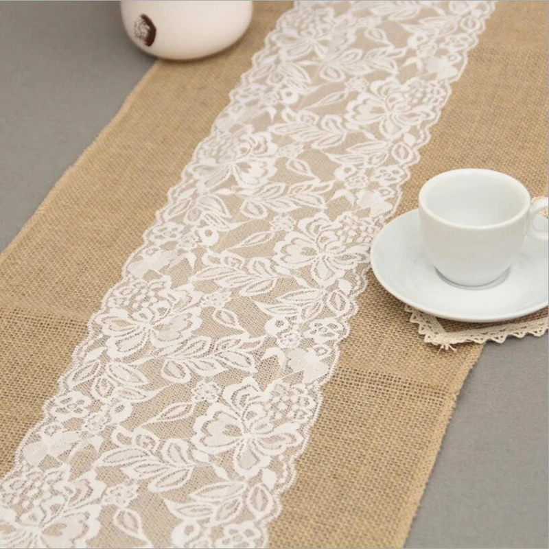 

rustic jute lace wedding accessories table runner party event supplies hessian vintage retro burlap decoration for christmas