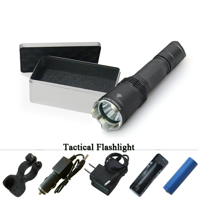 

tactical flashlight cree xm l2 led flashlight Waterproof torch lanterna Military linterna hunting flash light 18650 or cr123