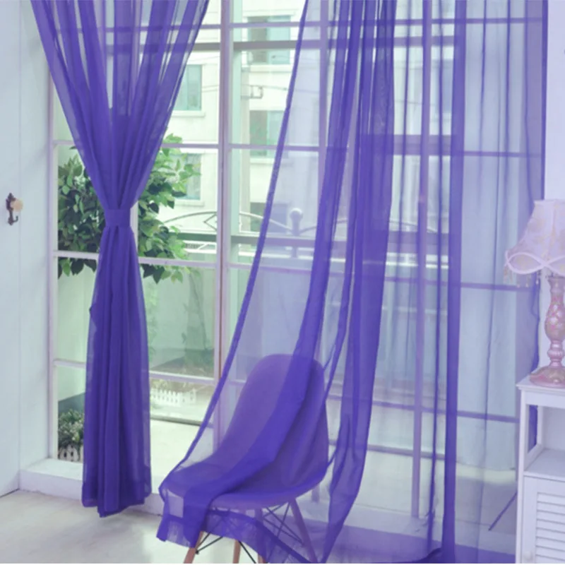 

Kitchen Solid Translucidus Tulle Curtains Modern Window Decor White Sheer Curtains for Living Room Bedroom D