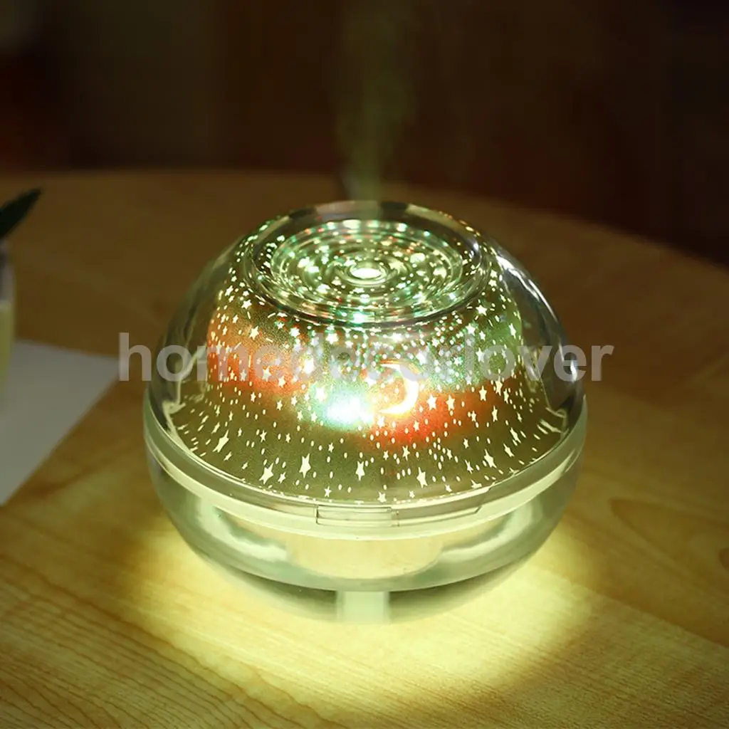 Star Moon Projection Lamp Silent Humidifier with LED Night Light for Kids Bedroom