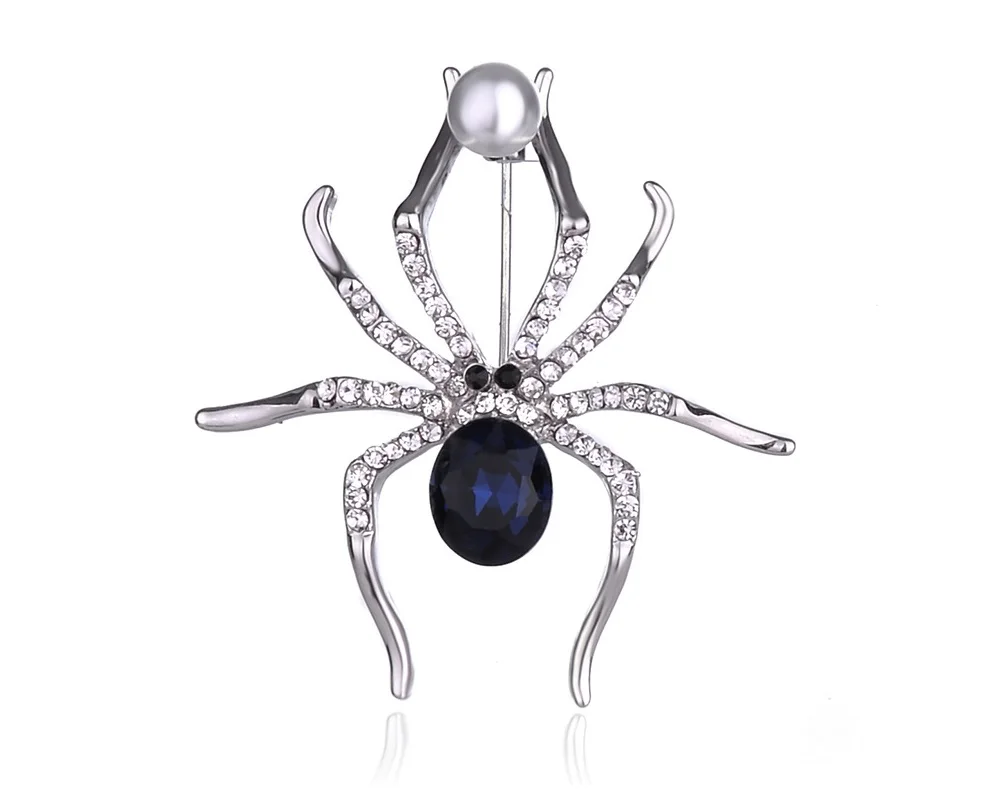 

Big Spider Brooch with Crystal Pearl Belly Mother Spider Brooch Pin Clothing Jewelry for Women Girls