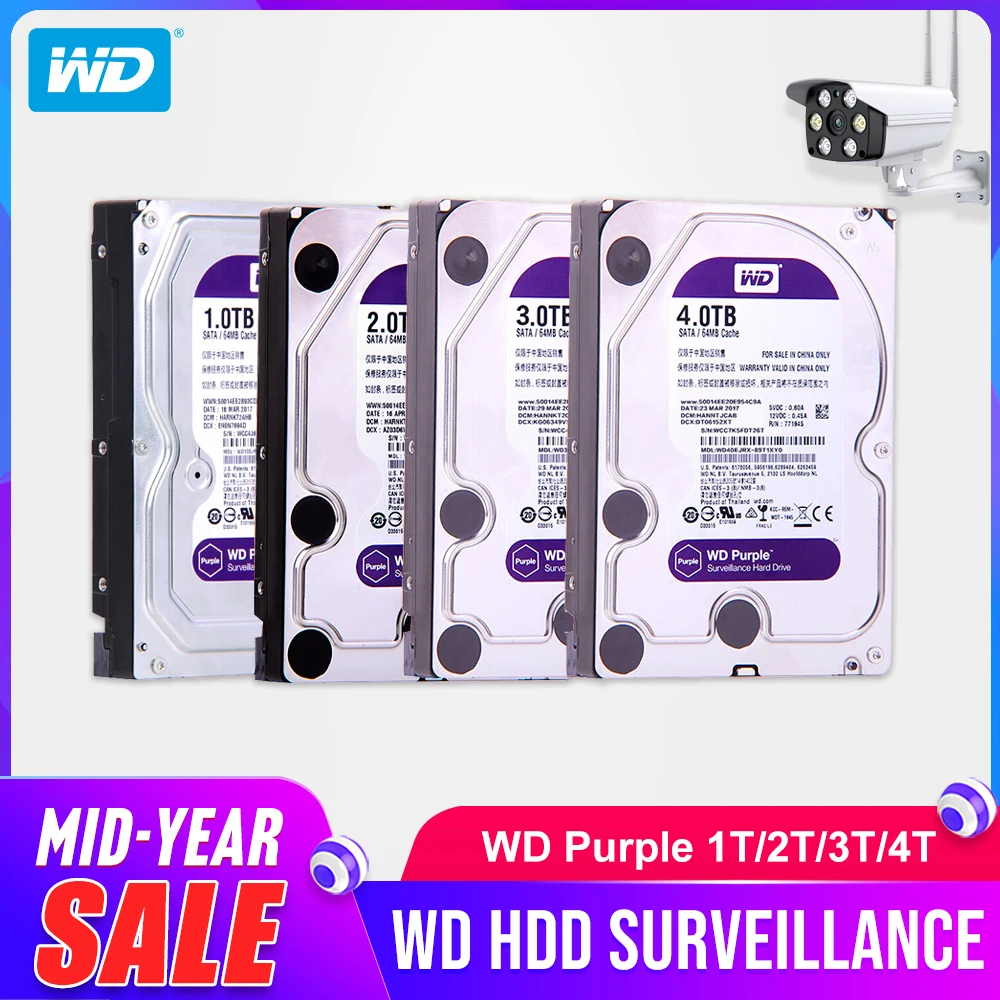 Western Digital WD Purple vigilancia HDD 1TB 2TB 3TB 4TB SATA 6,0 Gb/s duro de 3,5