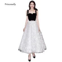 Robe De Soriee Новое черно-белое вечернее платье кружевное платье со звездами с квадратным воротником контрастного цвета элегантное вечернее платье