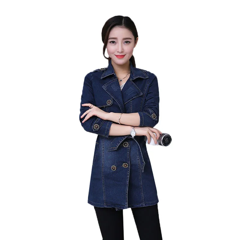 New 2019 Denim Jacket Long Women Double Breasted Jeans Coat Ladies Casual Slim Fit Plus Size M- 5XL Windbreaker Woman YH136 New 2019 Denim Jacket Long Women Double Breasted Jeans Coat Ladies Casual Slim Fit Plus Size M- 5XL Windbreaker Woman YH136