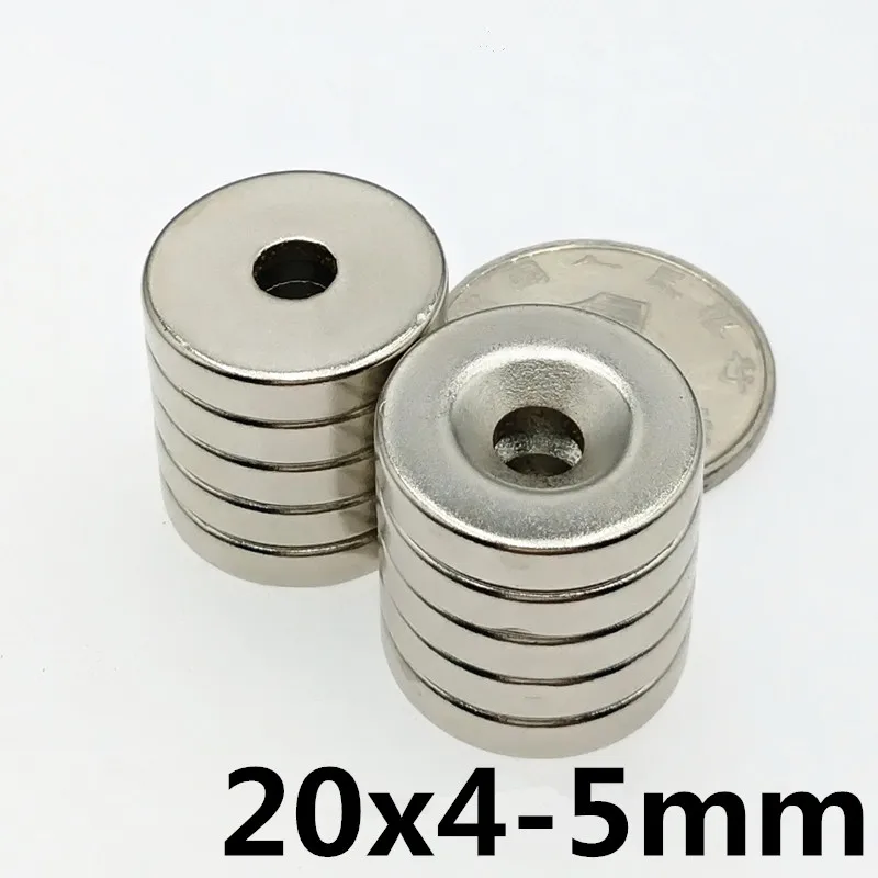 

Magnetics 3pcs 20x4 hole 5MM Ring Round Neodymium Magnets With Hole NEW 20*4MM