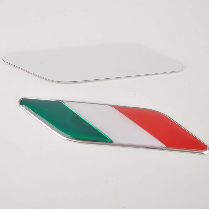 Car Styling 1Pair 3D Italy Italian Flag Emblem Aluminium Alloy Badge Car Side Fender Decal Sticker Auto Exterior Decorative