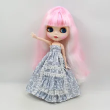 Кукла Blyth, Обнаженная, для серий No.280BL136101062271215, шарнирное тело, Розовый микс, голубые волосы, подходит для DIY, сменная игрушка BJD для девочек