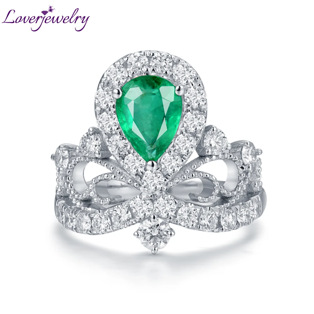 LOVERJEWELRY Anillo De Oro Blanco De 18kt Con Piedras Preciosas Para 