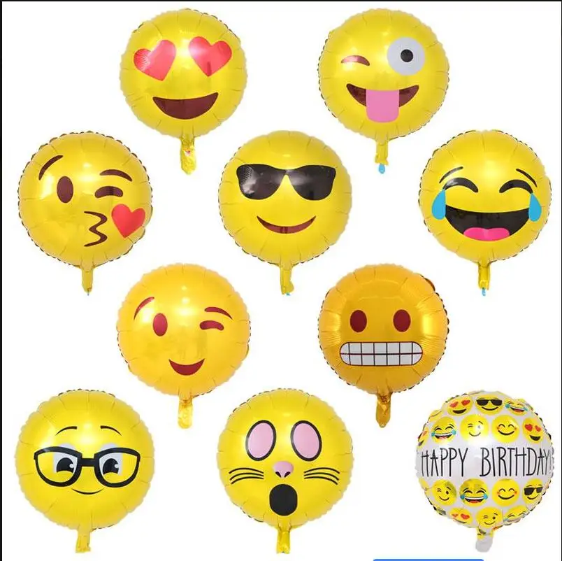 

50pcs 18inch expression emoji balloons foil balloons happy birthday party Emoticons helium ballon wedding decor inflatable balls