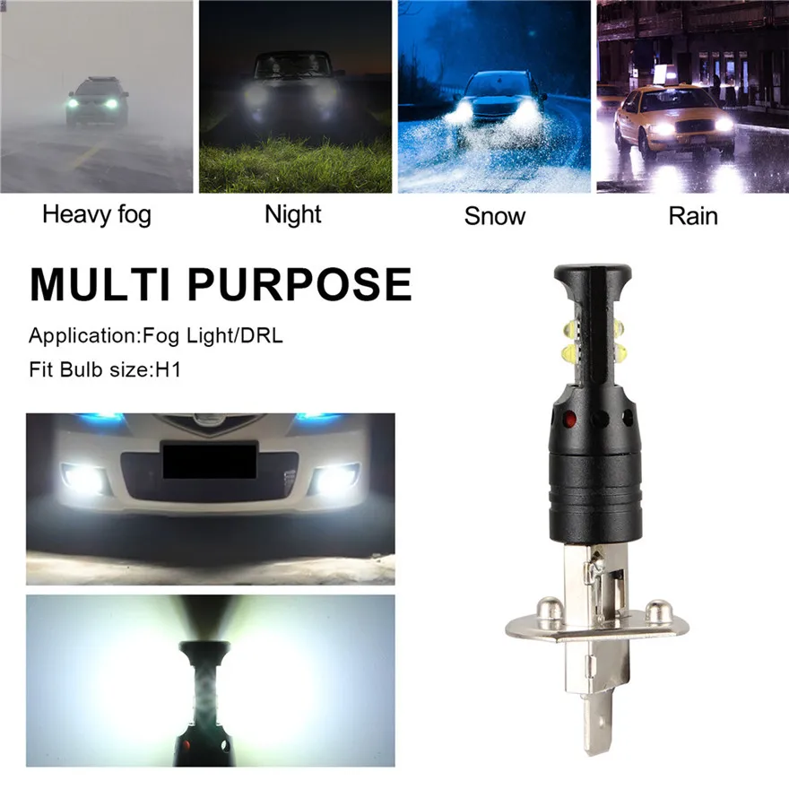 Абсолютно H1 80W Светодиодный противотуманный светильник, лампа для вождения автомобиля, DRL 6500K белый, высокая мощность, универсальный, высокое качество, прочный, практичный, l0513