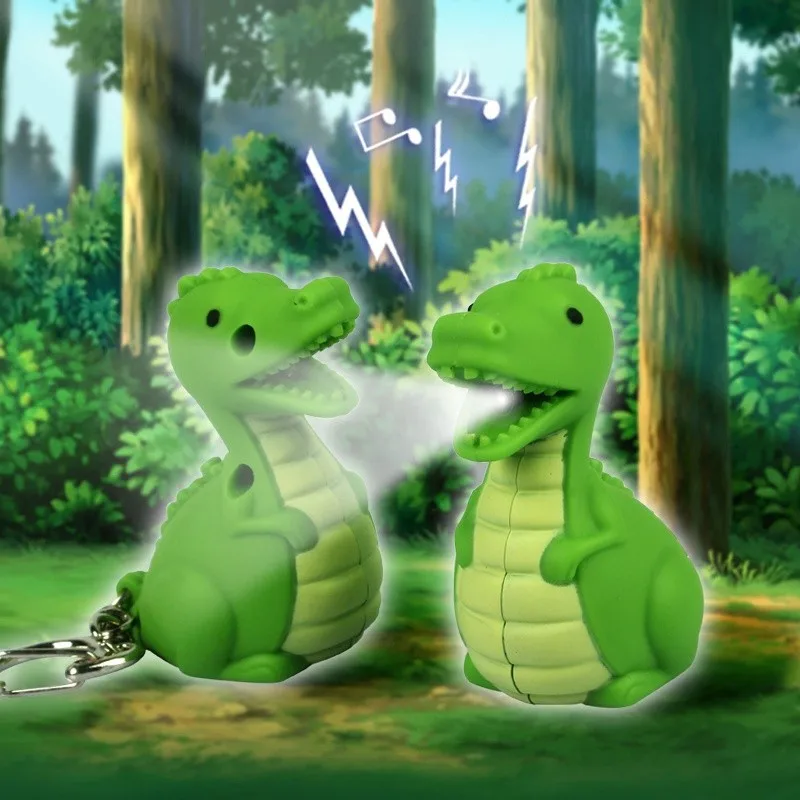 

Green dinosaur Keychain with Sound and LED Light Woman Bag Charms Action Figures Toy Lovely Animal Gift Keyrings for Kids