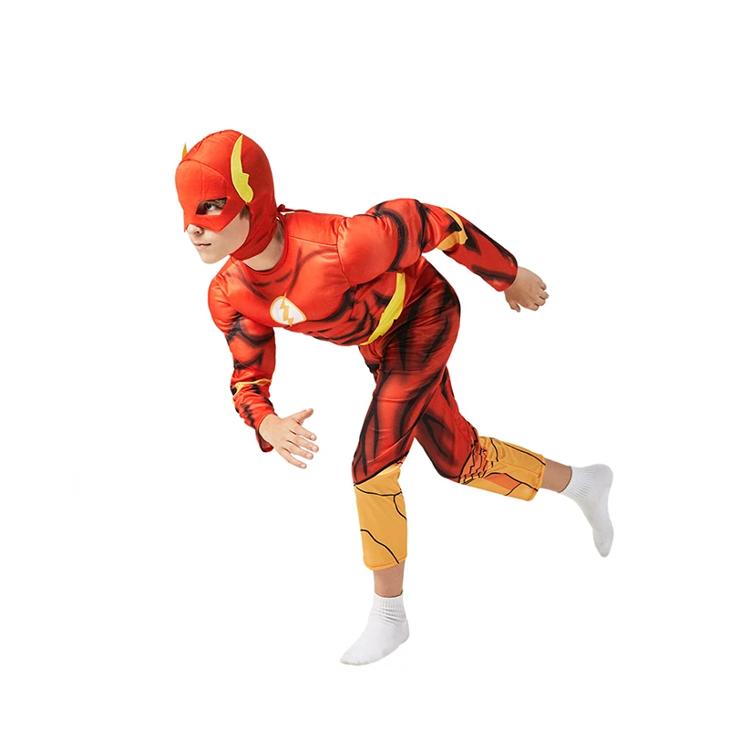 Koop Super Cool 3D Afdrukken Jongens De Flash Spier Fancy Dress Kind Kinderen Superheld Halloween Carnaval Party Cosplay Kostuums