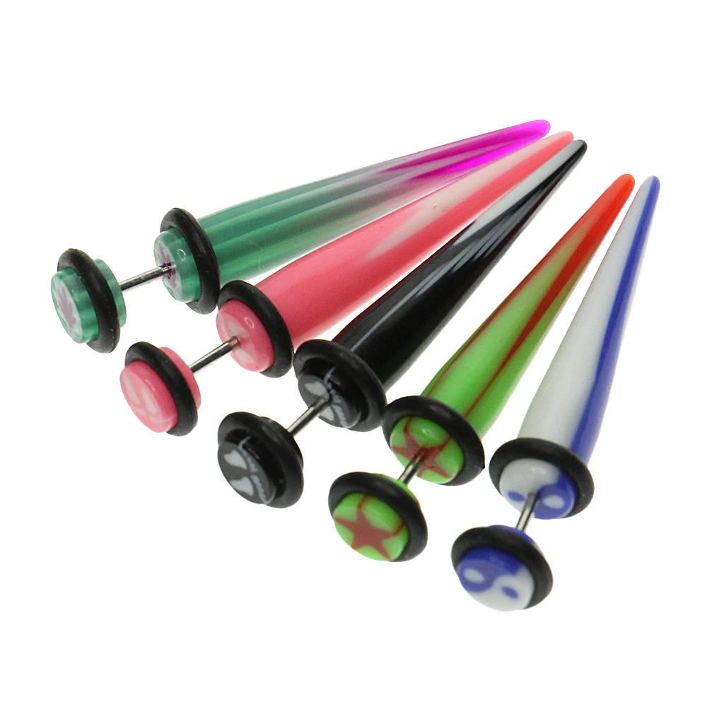5 Pair Mixed Colors Taper with O ring Fake Cheater Illusion Ear Plug