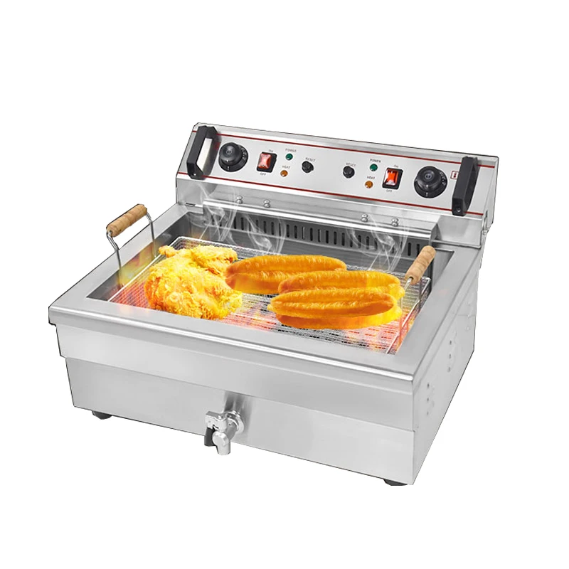 

Electric deep fryer stainless steel deep tank French fries machine deep chips fryer basket electric chicken frying machine