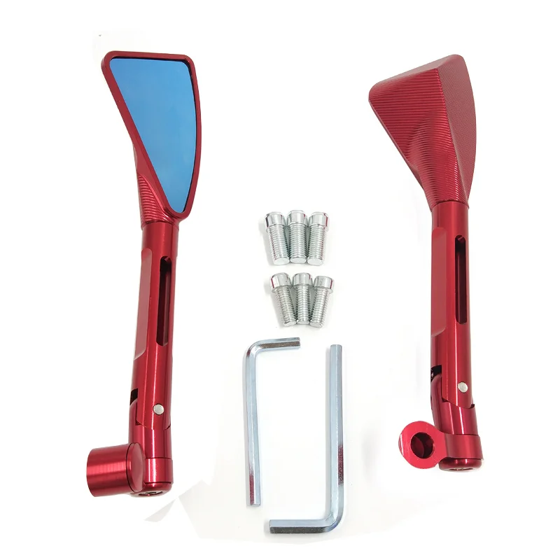 New CNC Motorcycle Rearview Side Mirrors Smoked Blue Glass Rear View Mirrors Street Sports Dirt  Scooter Bike Chopper Cruiser (4)