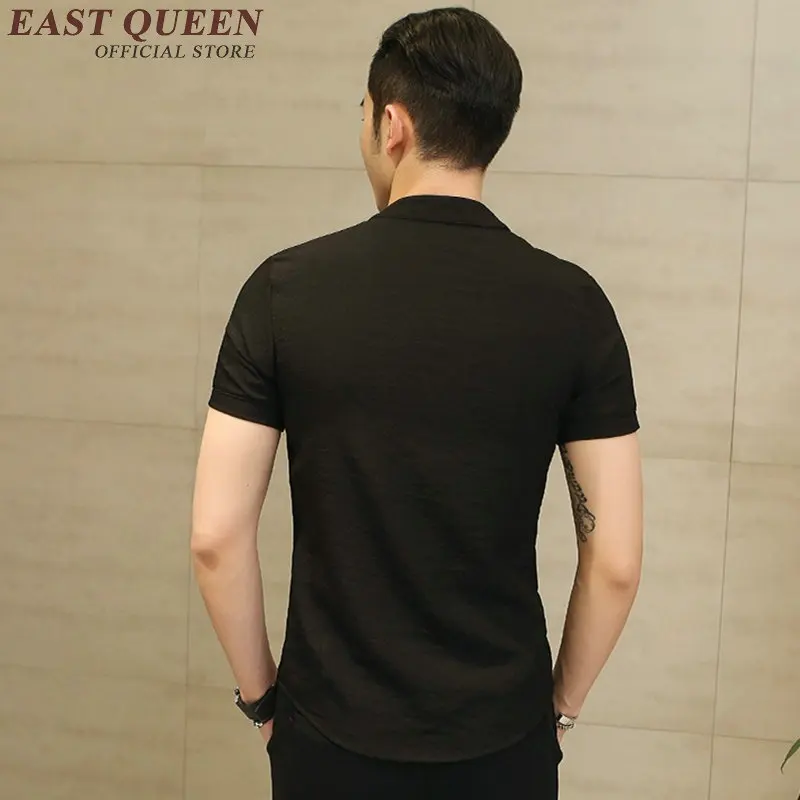 Pure Linen Chinese Men Shirt Culture Short Sleeve Chinese Traditional Men Clothing Kongfu Shirt NN0543 CE