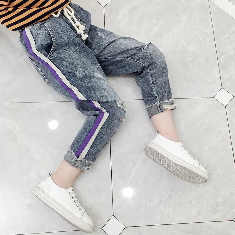 

2019 New Street Fashion Girls Jeans Kids Soft Trousers Denim Light Color Jeans Girls Cowboy Designers Children's Jeans Pants