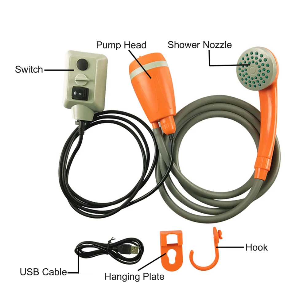 3,7 в портативный душ на открытом воздухе ручной перезаряжаемый Кемпинг душевая головка usb зарядка насос давление душ для наружного путешествия