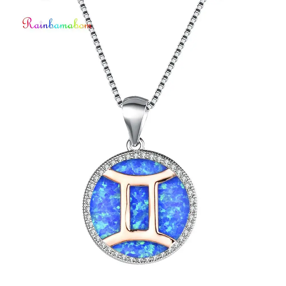 

Rainbamabom New Real 925 Sterling Silver Natural Fire Opal White Gold Round Pendant Necklace Women Fine Jewelry Gifts Wholesale