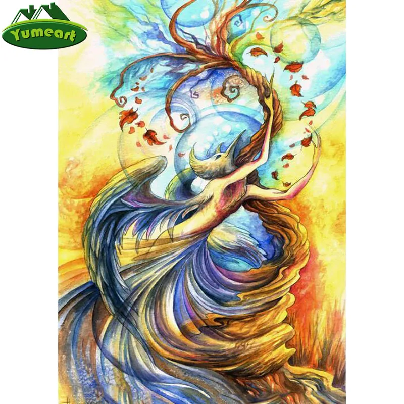 YUMEART DIY Diamond Painting Abstract Angel Phoenix Full Square Embroidery Crystal Mosaic Wall Decor Fantasy Art Picture | Дом и сад