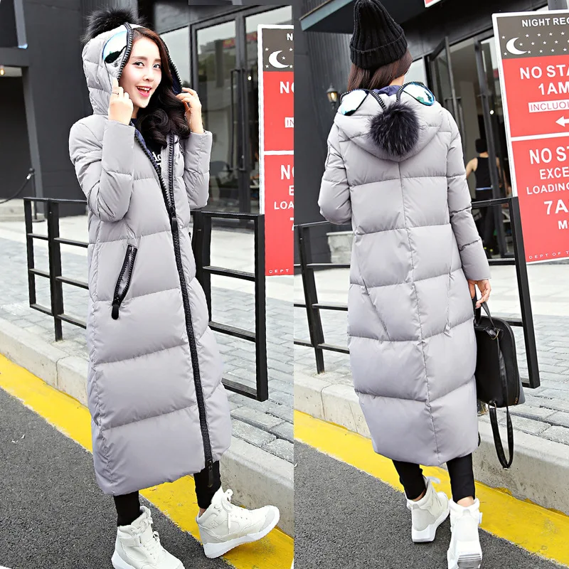 2016 New fashion women s Winter coat long sleeve Collar Down x long Warm Winter Jacket