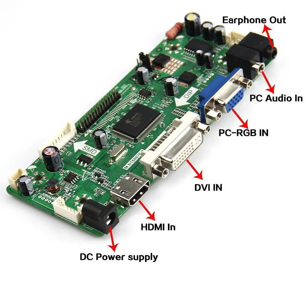 HDMI+VGA+DVI+Audio+Earphone for B089AW01 V.1 8.9" 1024x600 Controller Board 