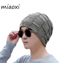 Miaoxi новые модные мужские зимние толстые теплые шапочки Skullies Повседневные вязаные клетчатые чепчик унисекс Брендовые женские высококачественные кепки