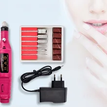 USB быстрый набор сверл для дизайна ногтей, мини электрический полировщик для ногтей, ручка, электрический инструмент для заточки ногтей, 6 шлифовальных головок