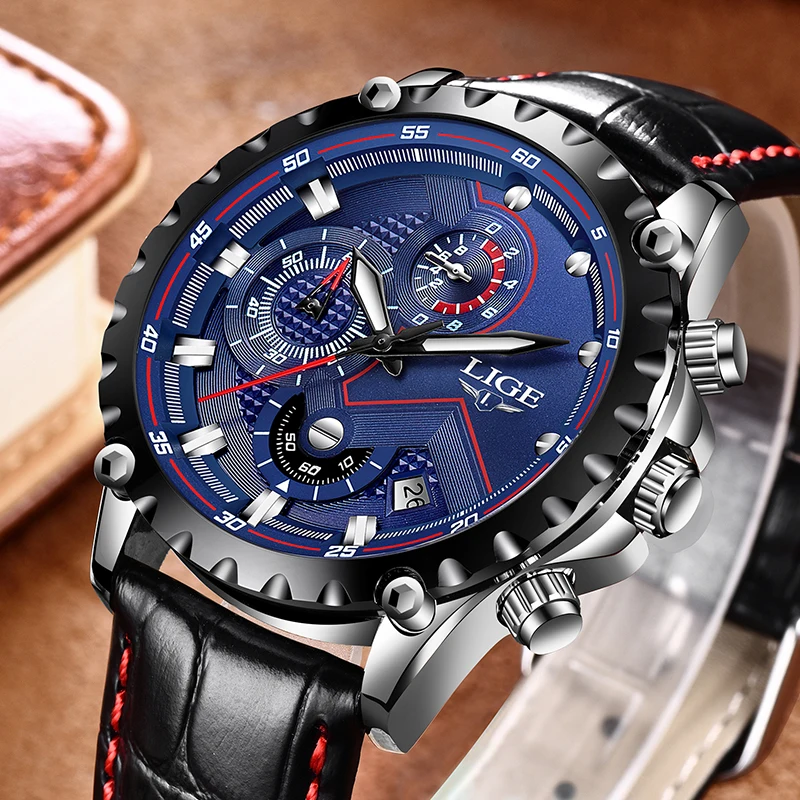

Mens Watches LIGE Top Brand Luxury Men's Military Sports Watch Men's Chronograph Date Waterproof Quartz Watch Relogio Masculino