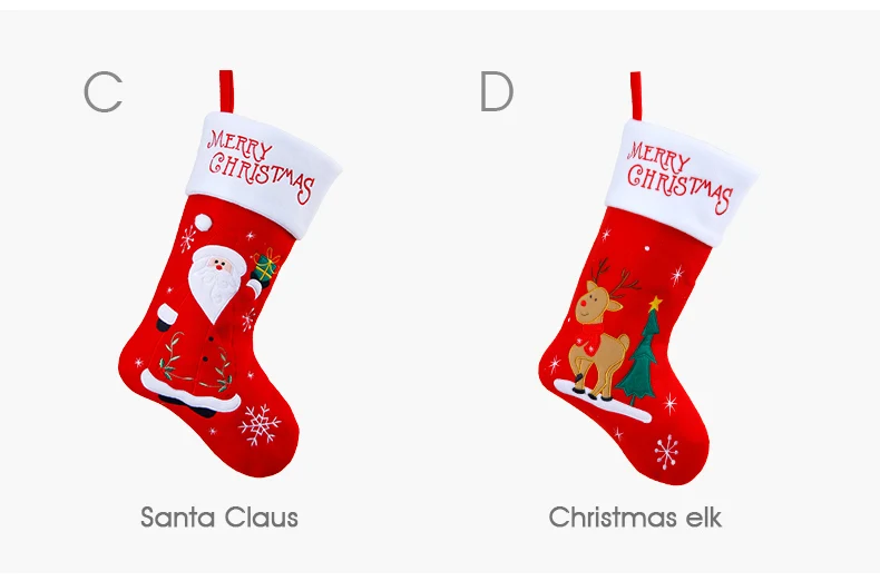 05 inhoo 18 inch Christmas socks children Christmas tree decoration hanging socks Santa Claus Candy Bag Christmas gift bag Ornament