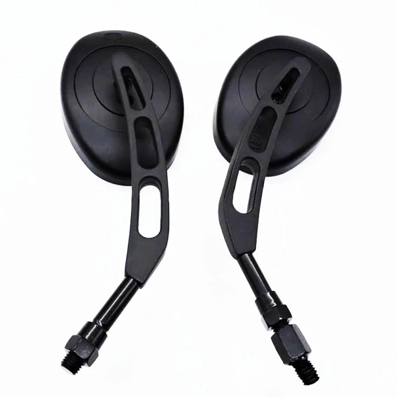 

1 Pair Motorcycle Rear View Mirrors 10mm Universal Black Chrome Oval Custom Rearview Mirror For Cruiser Chopper Touring Sport