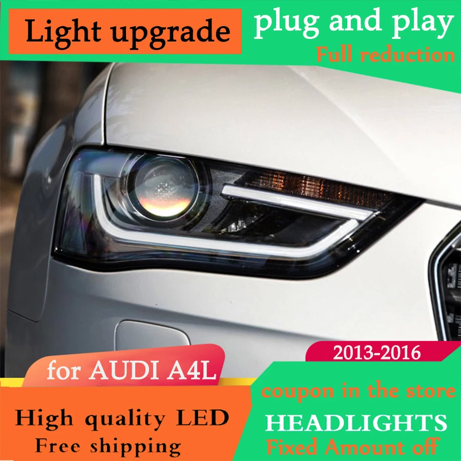 D-YL автомобильный Стайлинг для Audi A4L фары Audi A4 2013- светодиодный головной фонарь H7 D2H Hid вариант Ангел глаз биксеноновые фары