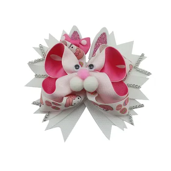 

4 Inch colorful Cartoon Girls Hair Bows with Clips Boutique Handmade Ribbon Hairpins sequins for girls gifts Hair Accessories