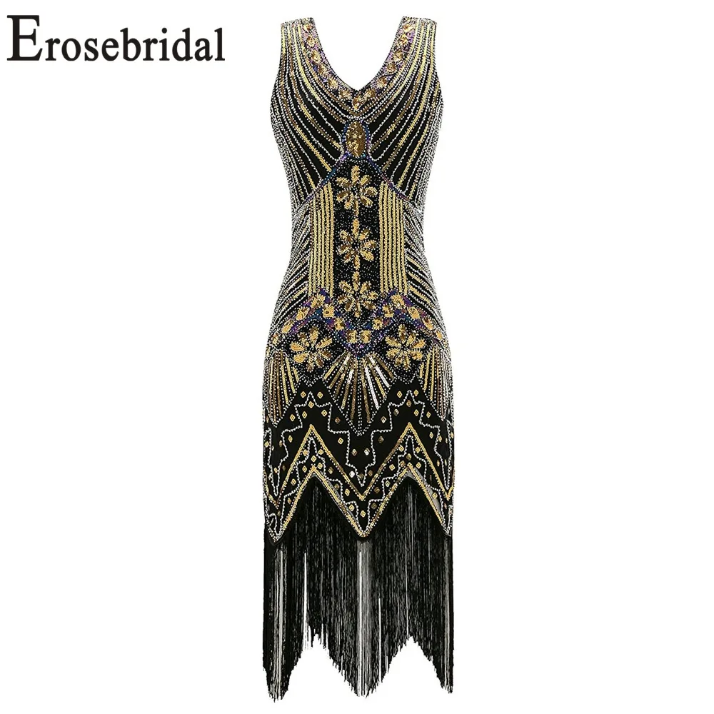 

Erosebridal Short Cocktail Dress 2019 Sexy Mermaid Prom Party Gowns V Back Design Sparkly Sequined with Beaded 48 Hour Shipping
