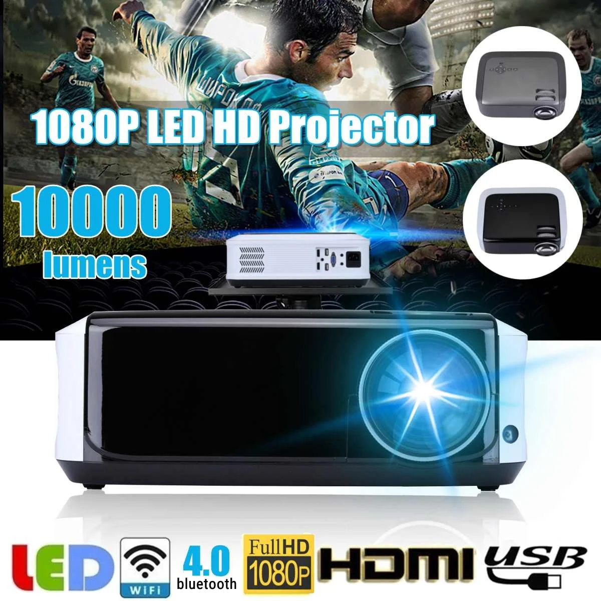 

Portable EU Plug HD 1080P 3D LED Mini Projector 10000 lumens1080P 1280*768 Multimedia Contast ratio 3000:1 for Home Cinema