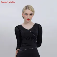 Топы для бальных танцев, новинка, сексуальная сетчатая рубашка для занятий танцами, Женский взрослый латинский вальс, одежда для выступлений на сцене