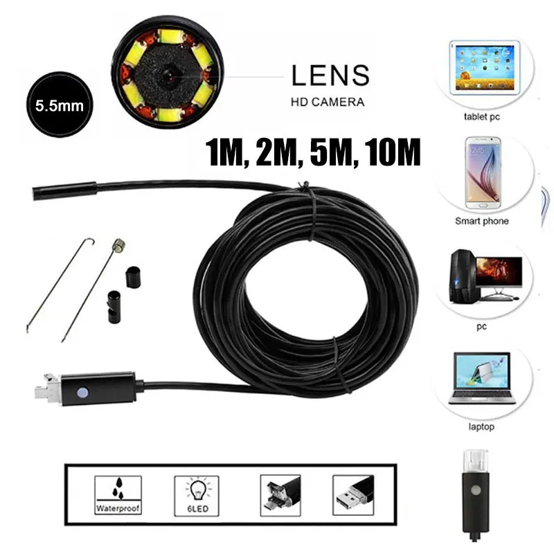 

5.5mm Ear Spoon Borescope Handheld Endoscope Portable Practical Inspection Camera Mobile Phones Endoscope for USB Drop Shipping