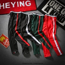 Спортивные брюки в стиле ретро с боковой полоской на молнии в городском школьном стиле, спортивные штаны для мужчин в стиле хип-хоп, уличная одежда, винтажные брюки армейского зеленого цвета