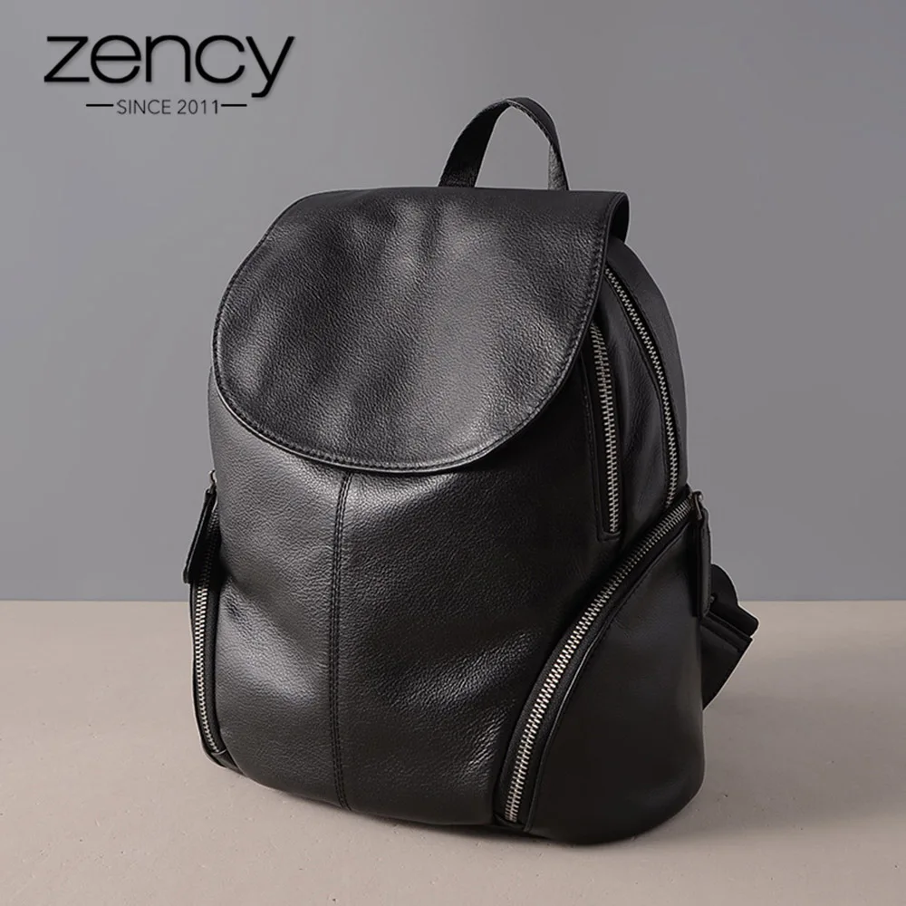 

Zency Vintage Women Backpack Soft Skin 100% Genuine Cowhide Leather Fashion Ladies Travel Bags Preppy Schoolbag mochila mujer